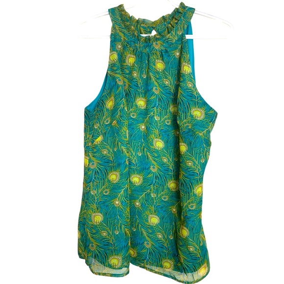 Liberty of London fully lined top with rich  Peacock feathers - Picture 1 of 11